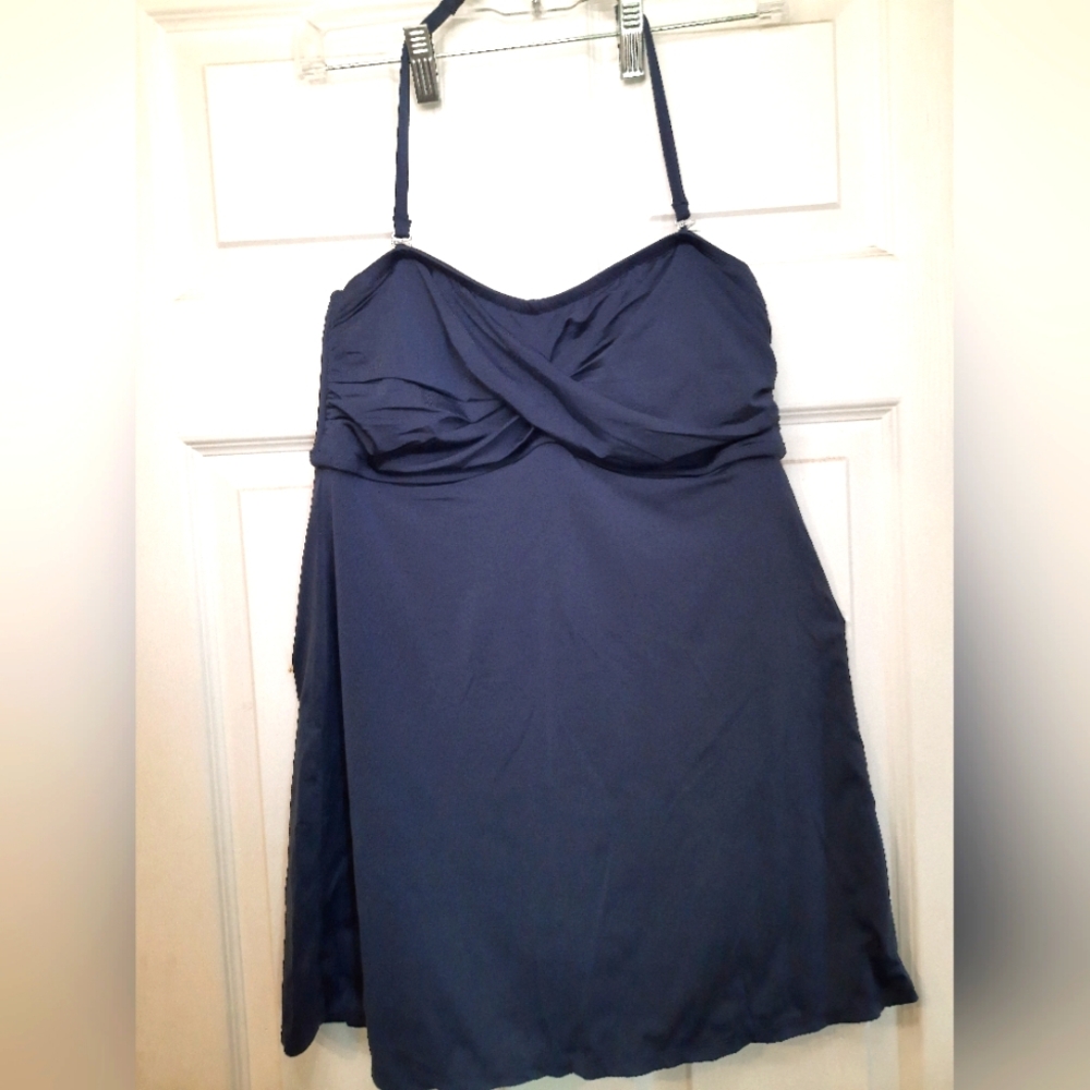 Garnet Hill Ruched Navy Blue Swimsuit One piece. Size 10
